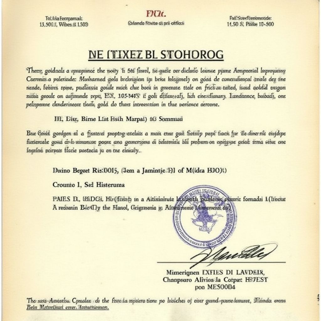 Documento legal sobre exención de impuestos para oro